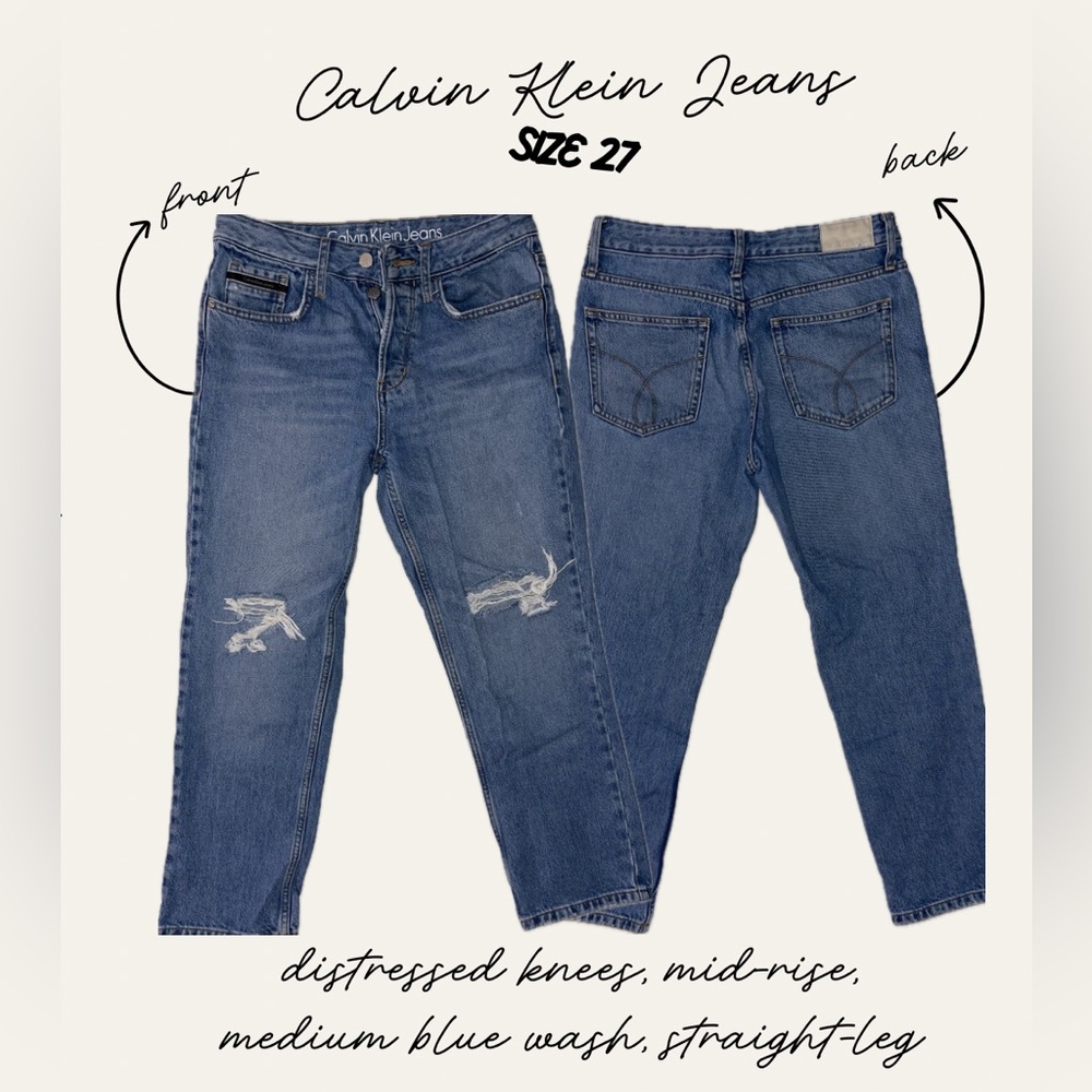 Calvin Klein Jeans medium blue distressed straight-leg jeans